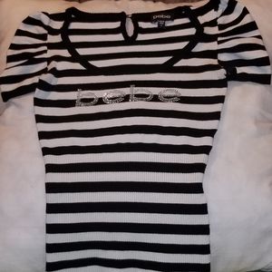 BEBE SWAROVSKI ribbed/striped super soft TOP- S/P
